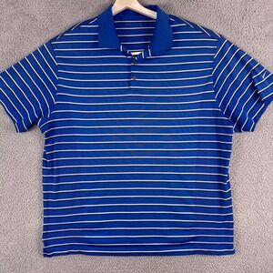 Nike Golf Polo‎ Shirt Mens 2XL Blue White Striped Dri-FIT Performance 358363-450